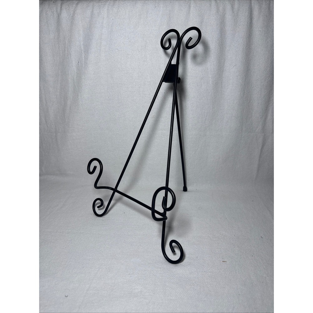 Black Wrought Iron Scrollwork Tabletop Display Easel Plate Standβ 15.5 Inch